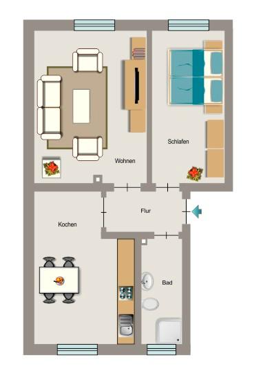 Etagenwohnung Lünen Brambauer - 2.5 Zimmer, 53 m&sup2;, 486&euro; | Angebot:26672537