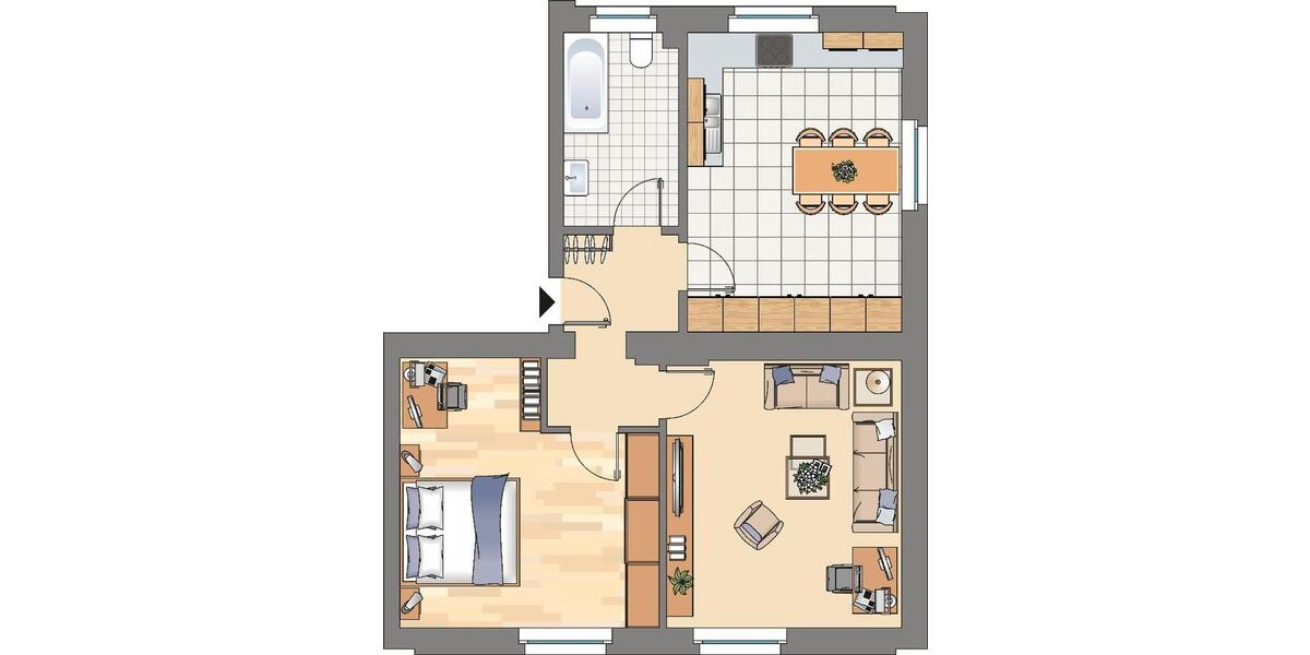 Etagenwohnung Dortmund Huckarde - 2.5 Zimmer, 65 m&sup2;, 539&euro; | Angebot:25149654
