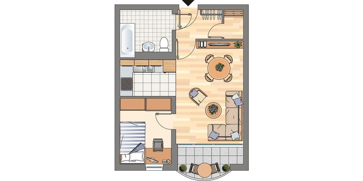 Erdgeschoßwohnung Dortmund Brackel - 2 Zimmer, 45 m&sup2;, 471&euro; | Angebot:24206304