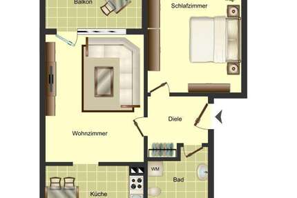 Wohnung Bergkamen Weddinghofen - 2 Zimmer, 52 m&sup2;, 419&euro; | Angebot:27339385