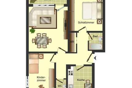 Wohnung Bergkamen Weddinghofen - 3.5 Zimmer, 75 m&sup2;, 549&euro; | Angebot:27684432