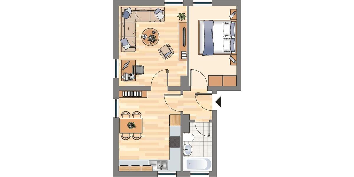 Etagenwohnung Dortmund Eving - 2 Zimmer, 42 m&sup2;, 365&euro; | Angebot:25268214