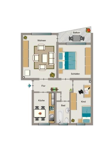 Etagenwohnung Selm - 3.5 Zimmer, 66 m&sup2;, 550&euro; | Angebot:25175743