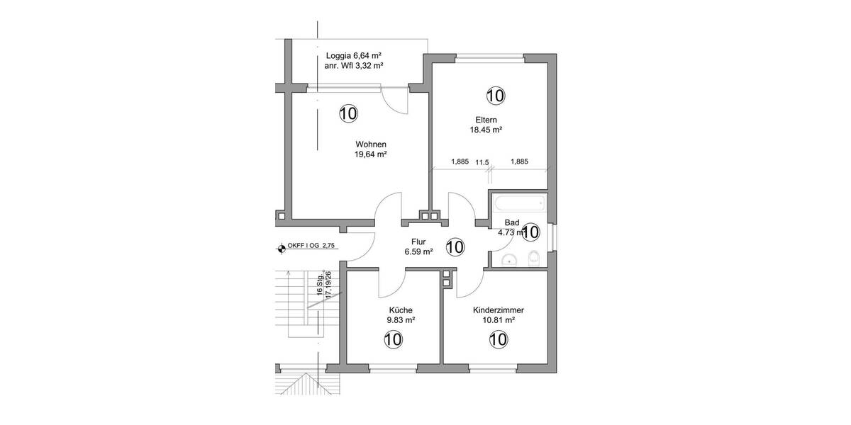Etagenwohnung Datteln Dümmer - 3 Zimmer, 73 m&sup2;, 520&euro; | Angebot:26018012