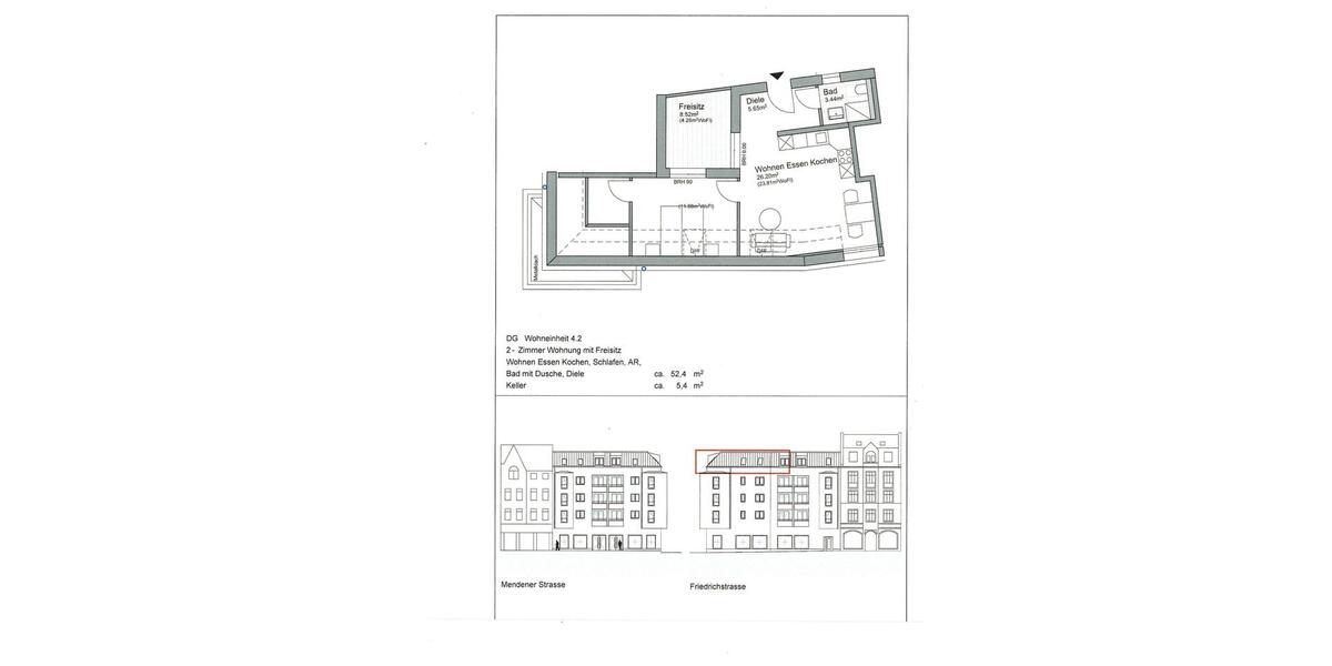 Dachgeschoßwohnung Iserlohn - 2 Zimmer, 62 m&sup2;, 744&euro; | Angebot:22266699