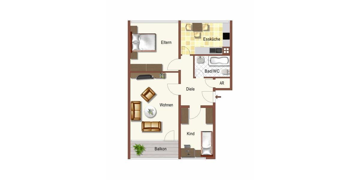 Etagenwohnung Dortmund Aplerbeck - 3 Zimmer, 71 m&sup2;, 601&euro; | Angebot:25826418