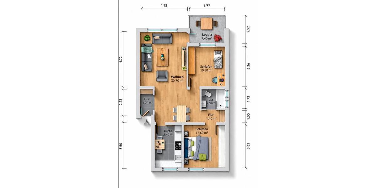 Etagenwohnung Hamm Herringen - 3 Zimmer, 74 m&sup2;, 163.000&euro; | Angebot:27534038