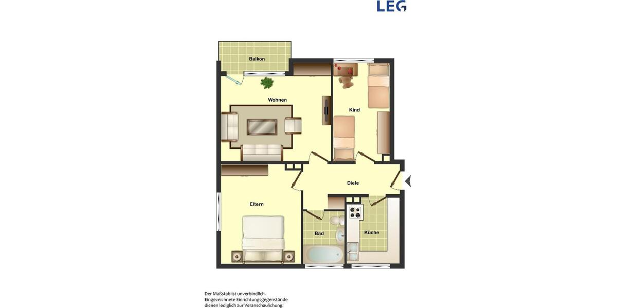 Etagenwohnung Ahlen Dolberg - 3.5 Zimmer, 61 m&sup2;, 513&euro; | Angebot:25760097
