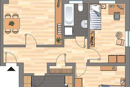 Wohnung Bergkamen - 3.5 Zimmer, 71 m&sup2;, 320&euro; | Angebot:27086247