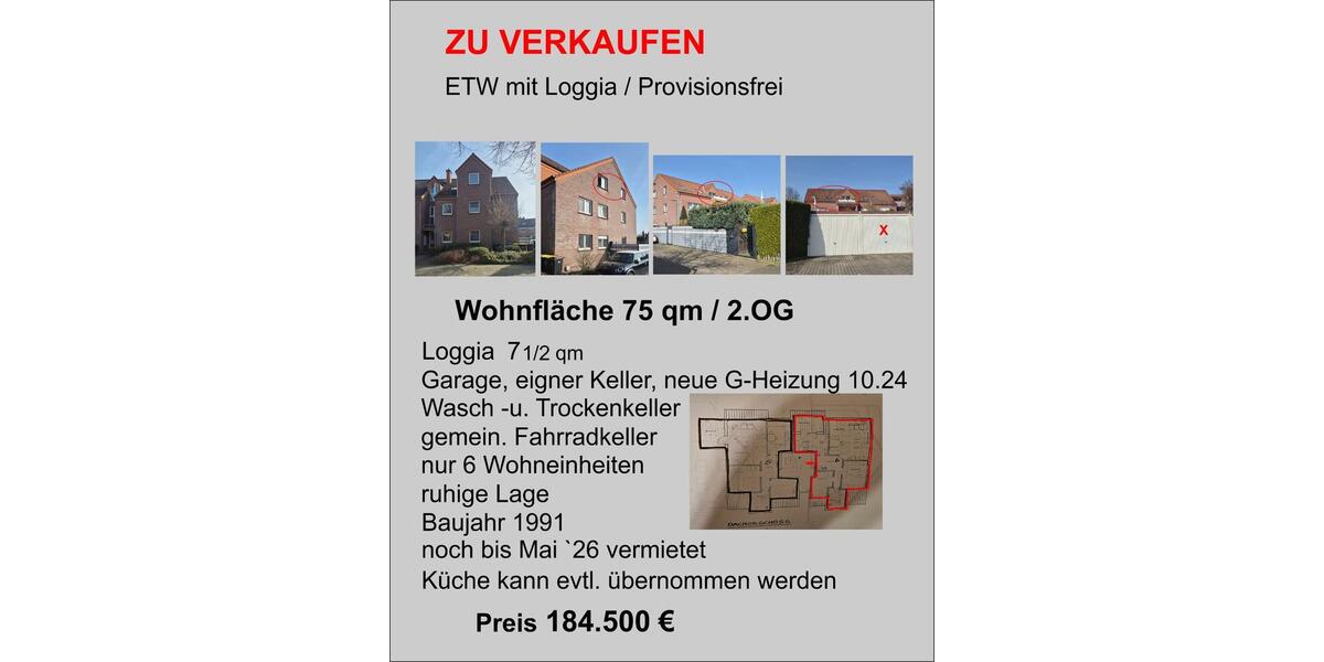 Dachgeschoßwohnung Ahlen - 3 Zimmer, 75 m&sup2;, 184.500&euro; | Angebot:25721049