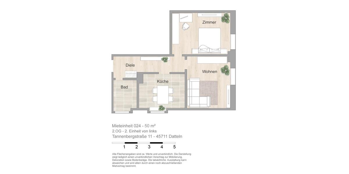 Dachgeschoßwohnung Datteln - 2 Zimmer, 50 m&sup2;, 415&euro; | Angebot:25807063