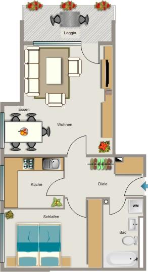 Etagenwohnung Dortmund Brackel - 2.5 Zimmer, 61 m&sup2;, 312&euro; | Angebot:26656376