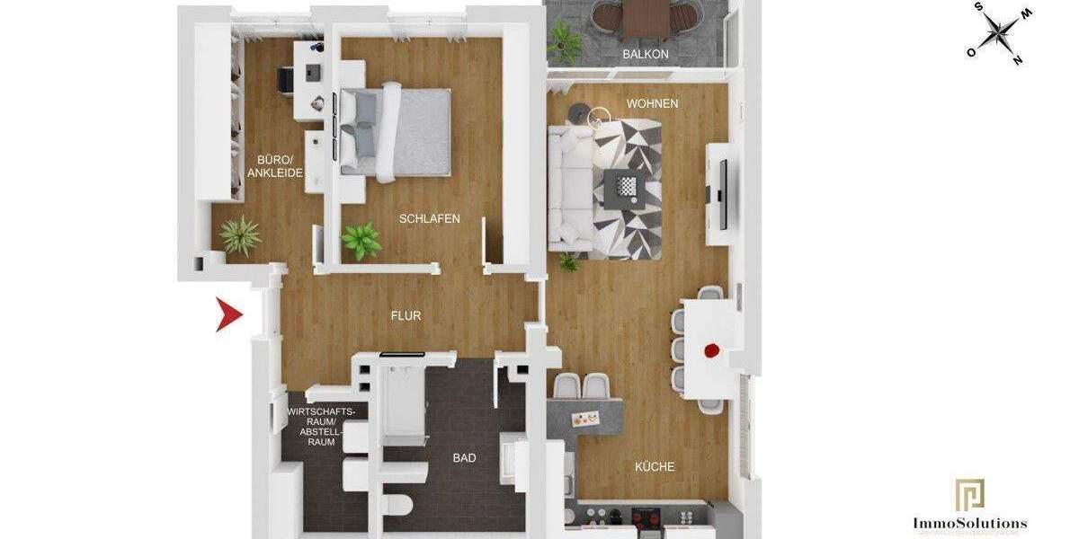 Etagenwohnung Hamm Mark - 3 Zimmer, 76 m&sup2;, 990&euro; | Angebot:26778923