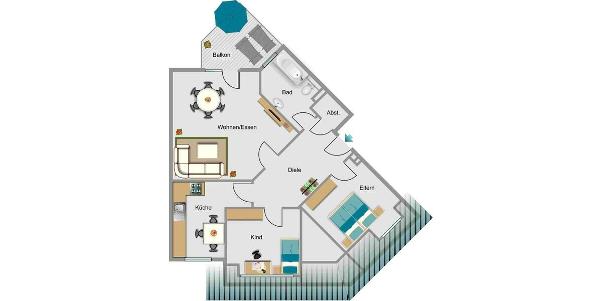 Dachgeschoßwohnung Ahlen Dolberg - 3.5 Zimmer, 78 m&sup2;, 425&euro; | Angebot:25960174