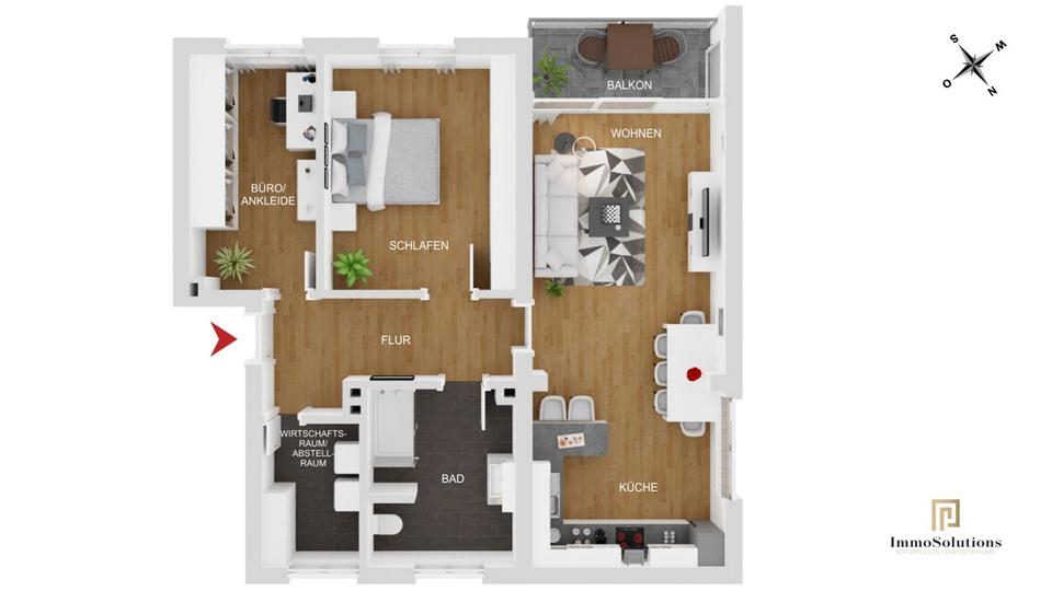 Etagenwohnung Hamm Braam-Ostwennemar - 3 Zimmer, 76 m&sup2;, 990&euro; | Angebot:24610621
