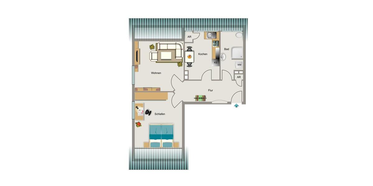 Dachgeschoßwohnung Ahlen Dolberg - 2.5 Zimmer, 57 m&sup2;, 474&euro; | Angebot:24377819
