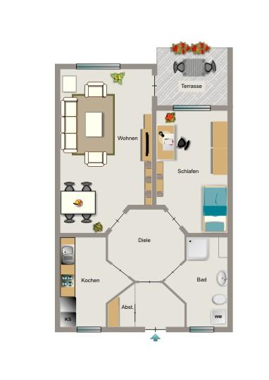 Etagenwohnung Lünen Brambauer - 2.5 Zimmer, 60 m&sup2;, 385&euro; | Angebot:25845036