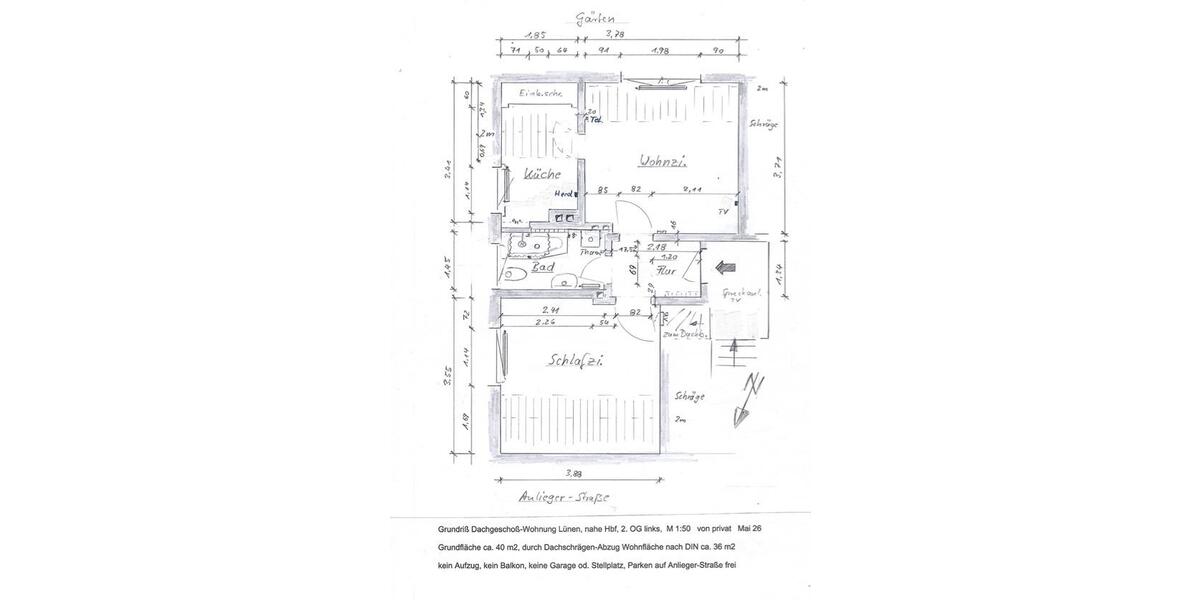 Dachgeschoßwohnung Lünen Alstedde - 3 Zimmer, 36 m&sup2;, 300&euro; | Angebot:26593595
