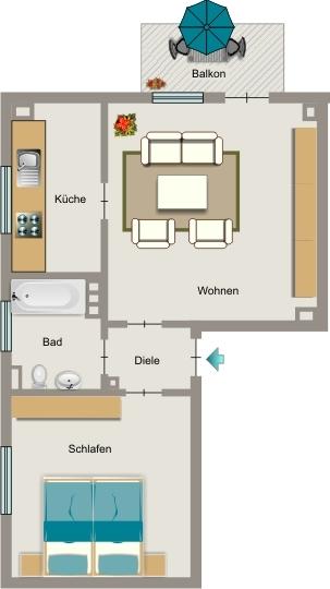 Erdgeschoßwohnung Lünen Brambauer - 2.5 Zimmer, 41 m&sup2;, 351&euro; | Angebot:25644082