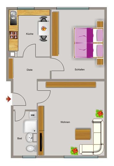 Etagenwohnung Dortmund Innenstadt Nord - 2.5 Zimmer, 55 m&sup2;, 485&euro; | Angebot:25896313