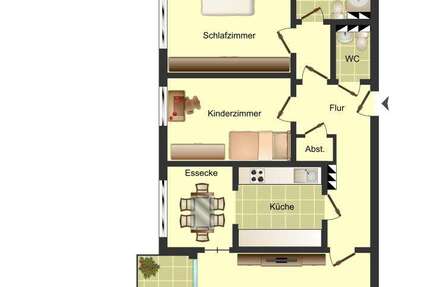 Wohnung Bergkamen Overberge - 3.5 Zimmer, 80 m&sup2;, 415&euro; | Angebot:26688230