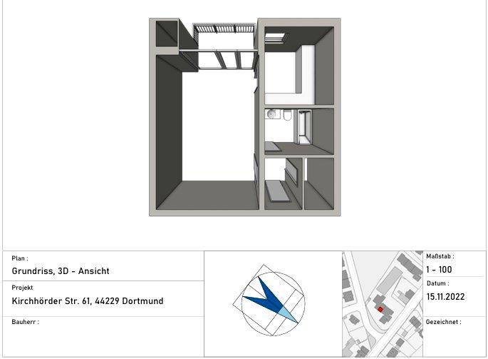 Etagenwohnung Dortmund Hombruch - 1 Zimmer, 39 m&sup2;, 460&euro; | Angebot:26656192