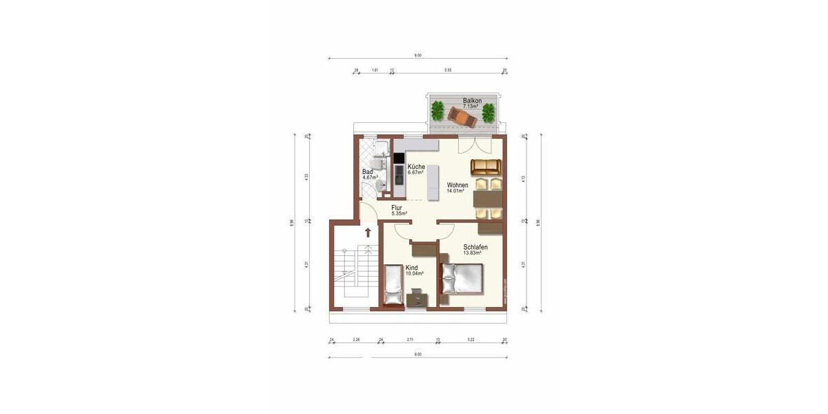 Etagenwohnung Dortmund Hörde - 3 Zimmer, 58 m&sup2;, 799&euro; | Angebot:26532503