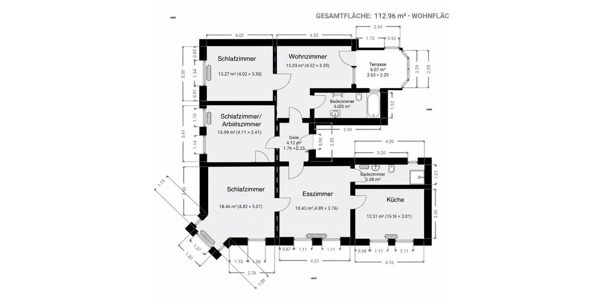 Etagenwohnung Dortmund Hombruch - 4 Zimmer, 113 m&sup2;, 1.250&euro; | Angebot:25649467