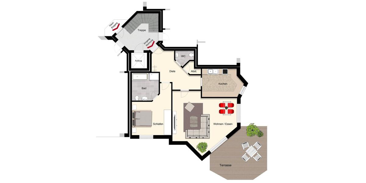 Erdgeschoßwohnung Unna Alte Heide - 2 Zimmer, 92 m&sup2;, 782&euro; | Angebot:25903378