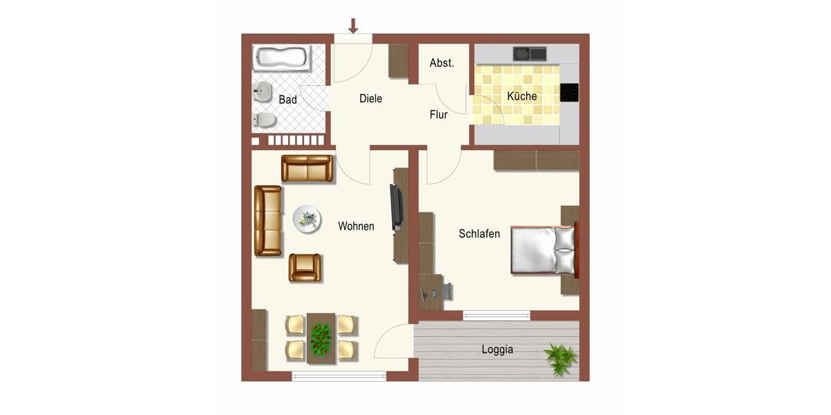 Etagenwohnung Dortmund Brackel - 2 Zimmer, 46 m&sup2;, 441&euro; | Angebot:25166685