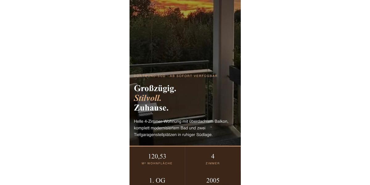 Etagenwohnung Dortmund Aplerbeck - 4 Zimmer, 120 m&sup2;, 1.752&euro; | Angebot:25979634