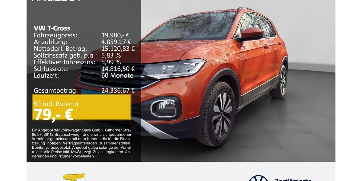 VW T-Cross 20.874 km 19.460 &euro; Castrop-Rauxel 44575